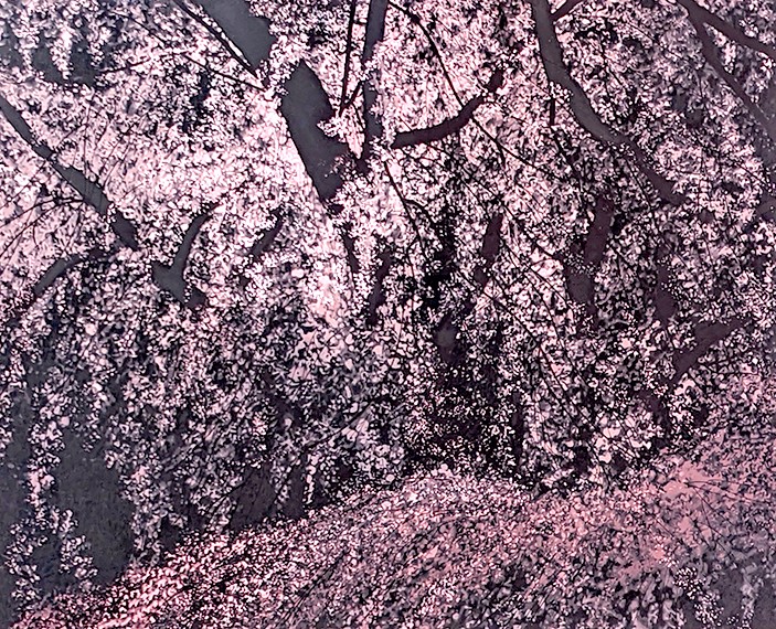 千住博の絵画作品　タイトルは、満開の瀧桜